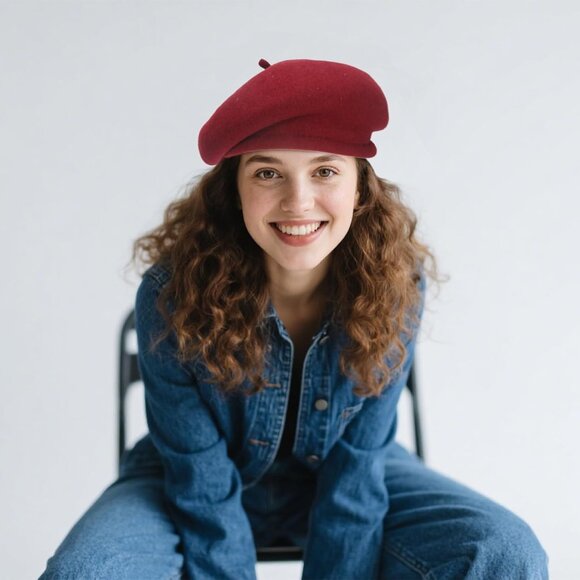 Wool Beret Hat Women Men French Style Handmade Adjustable Gifting - Picture 6 of 6